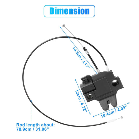 Dimensions of Rear Trunk Latch Lock Actuator Motor 64600-53060 for Lexus IS F IS250 IS350 2006-2013 with cable rod