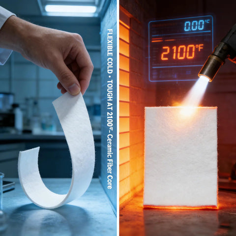 High-temperature gasket sheets, 2-pack: curved strip and square pad, 7x10x1/8 in, ceramic fiber core for stoves
