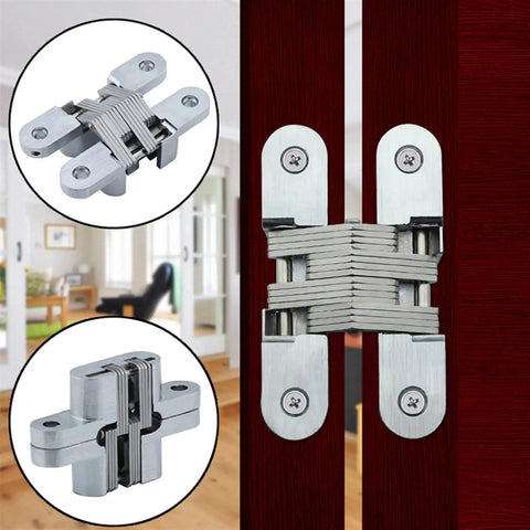 2 Pack 180 Degree Swing Door Hinges Invisible Concealed Cross Hinges For Cabinets And Folding Tables Casement Style 13x45mm