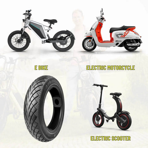 Tubeless 3.0-10 E-Bike Tire Kit With Valve Stem And Core Tool, Puncture Resistant 4PR Tire for E-Bikes and Scooters