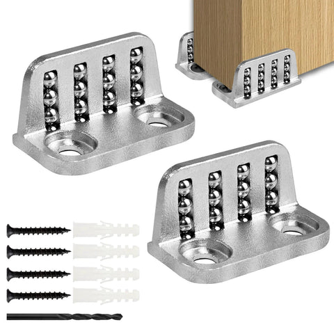 Sliding Barn Door Floor Guide With 360 Degree Ball Bearings, Adjustable Bottom Rollers, Durable Steel Frame shown with screws