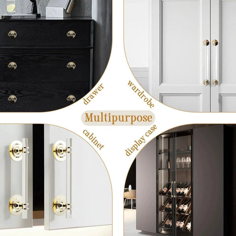 Two Pack Clear Acrylic Adhesive Cabinet Pulls With Center Hole 5 Inch Self Stick Knobs for cabinets, drawers, cupboards, sliding doors