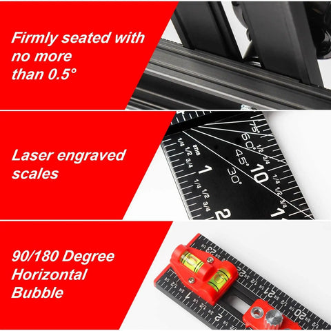 Close-up of 4 In 1 Adjustable T Square Measuring Tools With A 24 Inch Aluminum Ruler Protractor Bevel Gauge And Square