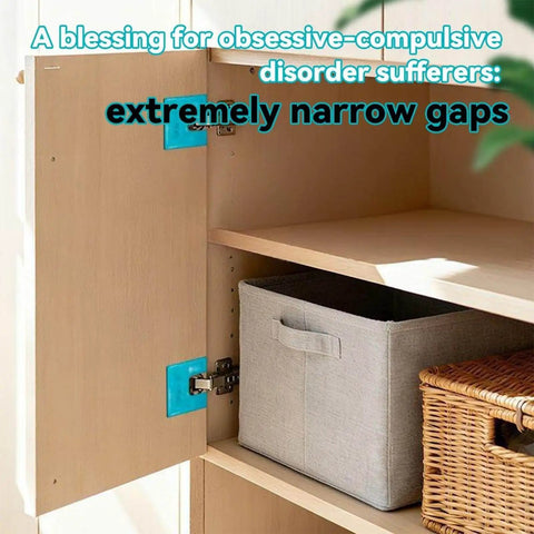 Cabinet with precise door hinge alignment shown, highlighting extremely narrow gaps and neat storage baskets inside.