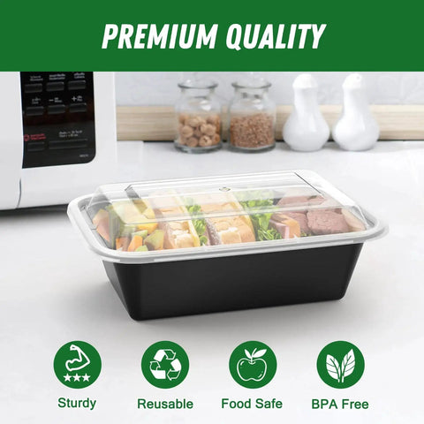 Fifty Pack Of Hundred Piece 24 Oz Meal Prep Containers With Lids Reusable Durable Leakproof And Food Safe Microwave Freezer And Dishwasher Safe For Takeout And To Go Storage BPA Free