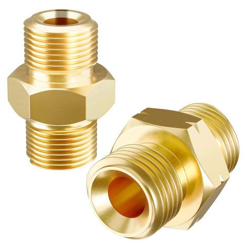 Welding Hose Coupler Adapter Set For Oxygen And Acetylene Twin Hoses, 9/16-18 UNF LH And RH Fittings, Brass Construction