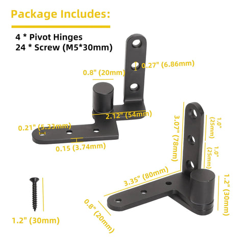 Heavy Duty Black 4 Pack Door Pivot Hinges 270 Degree Rotation Up To 176 Lbs 201 Stainless Steel For Wood Doors