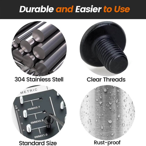 M4 X 30mm 20 Pack Flat Round Head Hex Socket Cap Screws In 304 Stainless Steel With Black Oxide Finish, Fully Threaded, Includes Hex Wrench