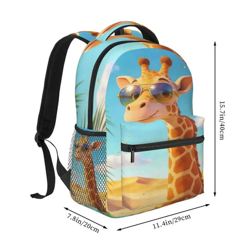 Cool Giraffe Desert Sunglasses Double Shoulder Backpacks Ideal For Work Hiking Travel And School Lightweight Laptop Backpack