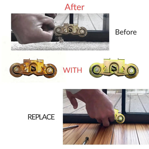 2 Pack Sliding Door Rollers For Andersen Patio Doors 1 1/4 Inch Tandem Roller Assembly With Steel Ball Bearing Replacement Wheels