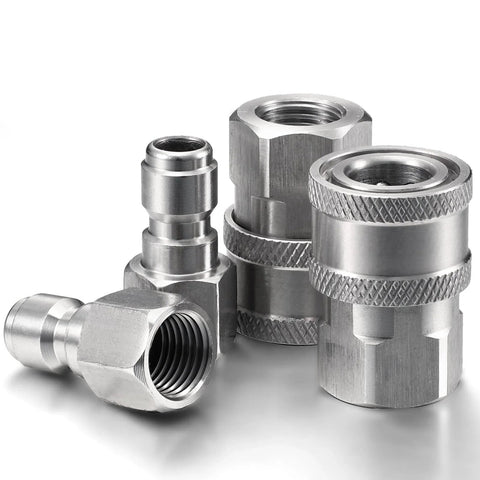 2 Pack NPT One Quarter Inch Pressure Washer Quick Connect Fittings Set With Male And Female Couplers Internal Thread Adapters