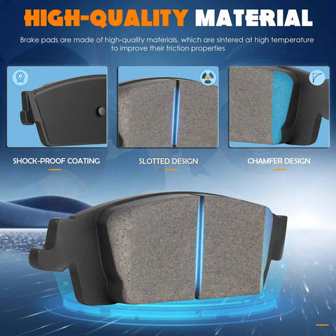 Brake pads set, 8 pcs: rear ceramic and front semi-metallic for Silverado/Sierra 1500 and Escalade/Yukon (2014–2020)