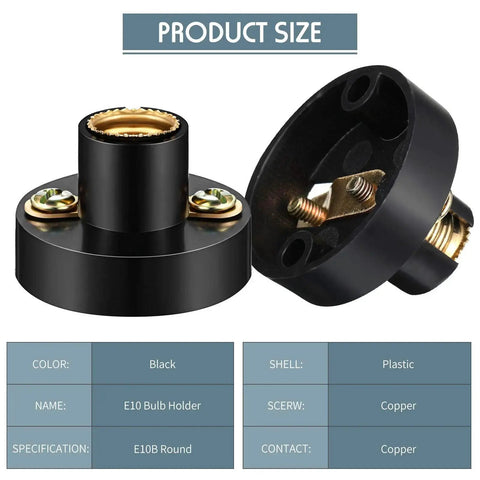 Black plastic socket holder for 30 Piece E10 Mini Bulbs With Black Plastic Socket Holder For DIY Projects And Student Experiments