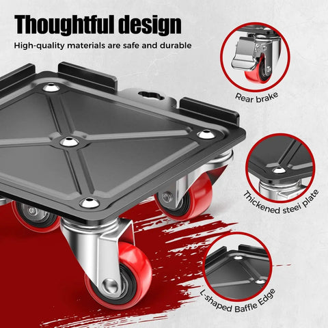 Heavy Duty Furniture Dolly Moving System For Up To 3000Lbs With 5 Wheel Brakes, 360 Degree Rotating Dollies highlighted features