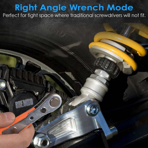 133In1 Mini Ratchet Wrench Screwdriver Bit Set used on tight car part with 90 degree drive handle for limited spaces