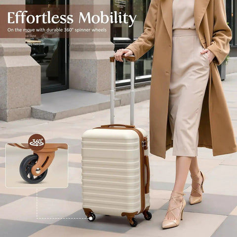 Lightweight Softside 3 Piece Luggage Set With 20 Inch Carry On Wheeled Luggage Included Duffel Bag And Toiletry Bag White Finish