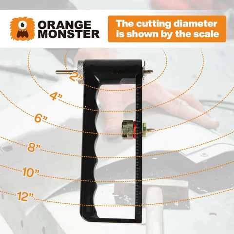 2 to 12 Inch Adjustable Hole Cutter For Sheet Metal Delivers Clean Circular Cuts In 24 Gauge Steel And 26 Gauge Stainless, scale