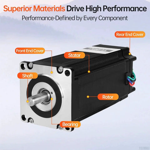 Nema 23 Closed Loop Stepper Motor With Integrated Driver showing shaft, rotor, and stator for pro grade precision milling and turning.
