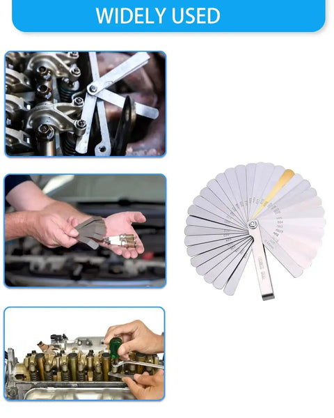 32 Blade Feeler Gauge Set Heavy Duty Stainless Steel Dual Marked Metric And SAE Foldable For Easy Carry in automotive use