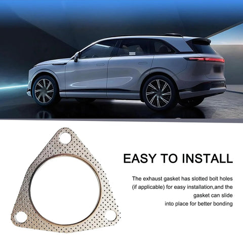 Neferta 2 PCS exhaust gasket, triangle flange, 2.48 in ID, three-hole design, graphite, silver for most cars.