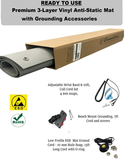 Groundhug By Scientific Americas ESD Anti Static Mat With 3 Layer Vinyl Construction Includes Anti Static Wrist Strap Grounding Cable