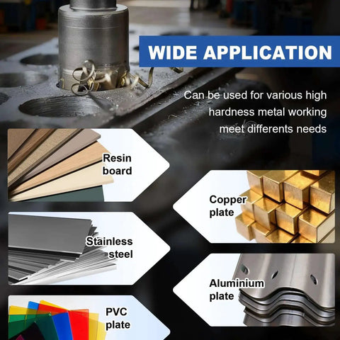 1 Inch Tungsten Carbide Tip Hole Saw With M2 Pilot Bits demonstrating cutting on various materials, highlighting its wide applications.