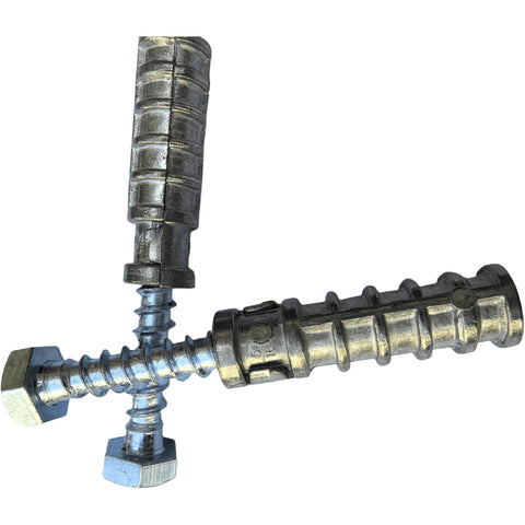 Heavy Duty Zinc Alloy Lag Shield Anchors With Three Inch Lag Bolts Three Eighths Inch By Two And A Half Inch Two Pack