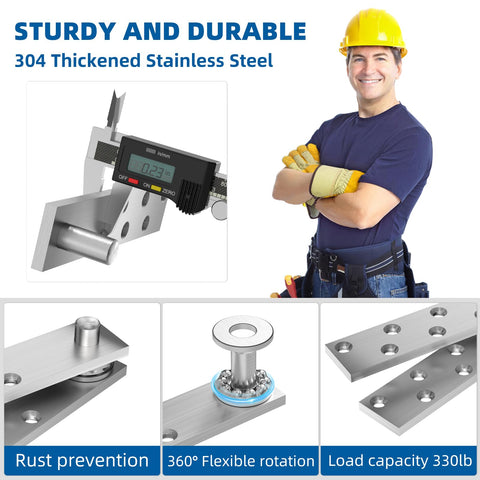 Hidden Door Pivot Hinges Stainless Steel Heavy Duty Hinge Kit For Wood Doors And Secret Doors 360 Degree Shaft Pivot For Bookcase Doors