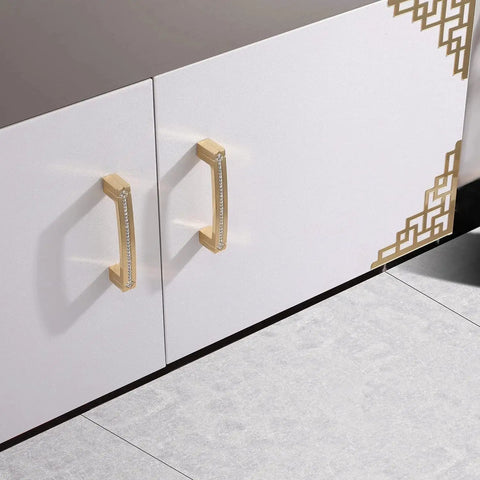 Gold Crystal Cabinet Pulls Set 10 Pack With Czech Crystal And Zinc Alloy Construction on white cabinet doors