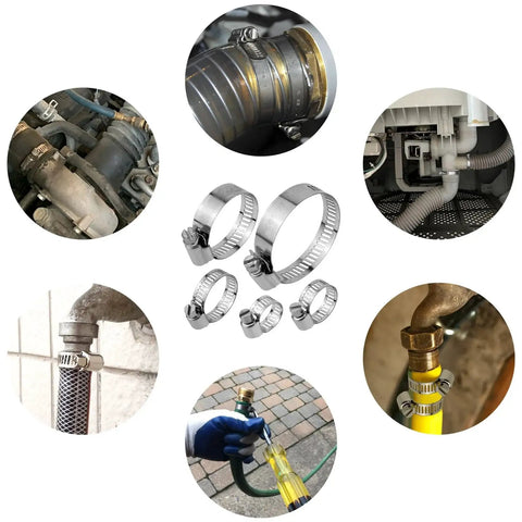 5 Piece Adjustable Pipe Clamp Set For Home Repairs And DIY Projects Heavy Duty Stainless Steel Hose Clamps in various applications