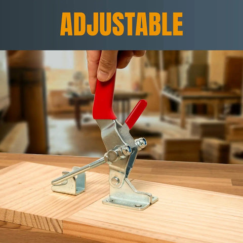 2 Pack Heavy Duty Toggle Clamps With 2000 Lb Holding Capacity Self Lock U Bolt Adjustable Latch And Anti Slip Hand Grips in use on wood
