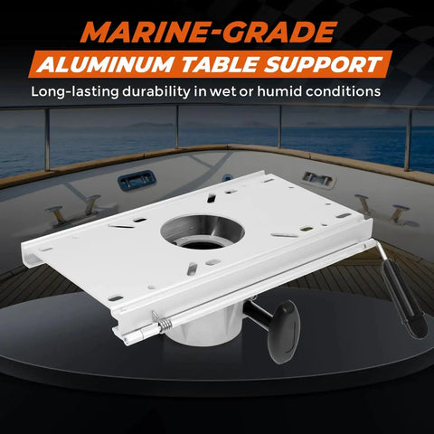 Boat seat pedestal mount with white marine-grade aluminum base, 2-7/8-in post and fore-aft slide