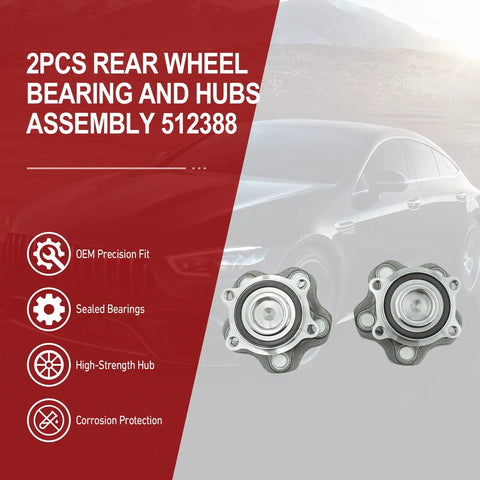 512388 Two Piece Rear Wheel Bearing And Hub Assembly Kit For Nissan Altima Maxima Murano Pathfinder Infiniti JX35 QX60 RVR