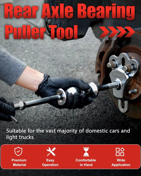 8 Piece Slide Hammer Puller And Rear Axle Bearing Removal Tool Set with Slide Hammer Yoke in use on car axle