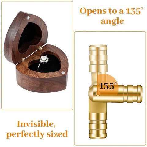 Hidden Brass Barrel Hinges For Wooden Boxes 4x20mm Pack Of 50 Concealed Cylinder Hinges displayed with jewelry box