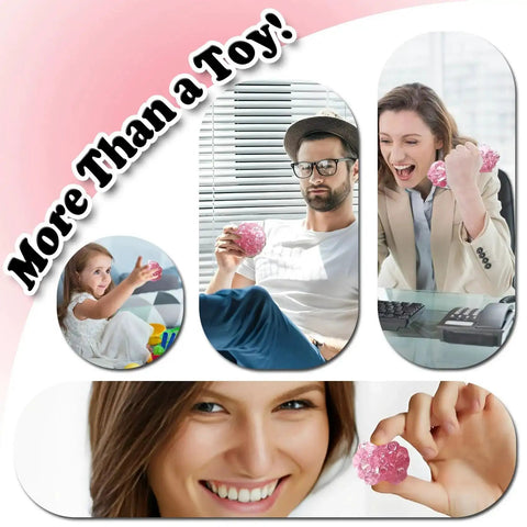 People using the 12 Piece DIY Stress Ball Making Kit With Sealing Rubber Rings Cable Ties Balloon Expander Vacuum Tool And 100g Pink Filling Beads