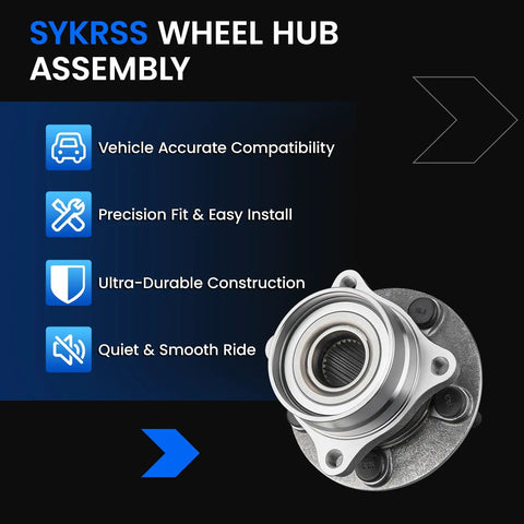 Front Wheel Bearing And Hub Assembly For Toyota Prius 2004 Through 2009 L4 1.5L Electric And Gas, 5 Lug, Two Piece Set