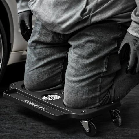 Rolling Knee Creeper With 360 Degree Swivel Castors And Built In Tool Tray For Home Garage Workshop And Auto Repair in use