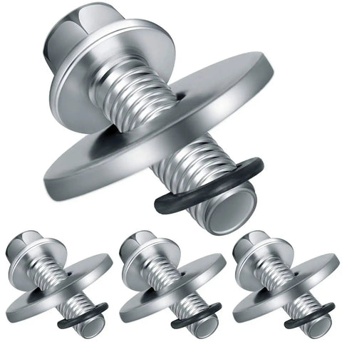 Five 3/4-inch steel go-kart clutch bolts with flange heads and lock washers