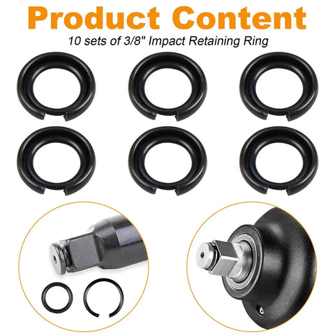 Three Eighths Inch Impact Wrench Retaining Ring Kit With O Ring And Anvil Install Tool Ten Sets Compatible With Milwaukee And Other