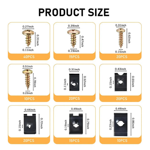 170 Piece Car U Clips And Screw Kit With 9 Sizes Universal Auto Fasteners For Dash Door Panels And Interior Replacement