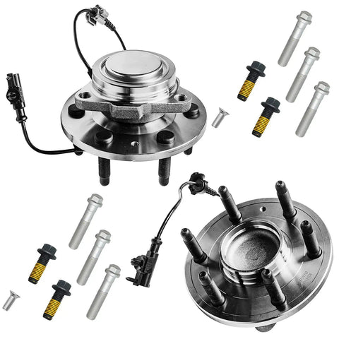 2WD Front Wheel Bearing Hubs And Bolt Mountings For Silverado 1500 Sierra 1500 Tahoe Suburban Escalade ESV Avalanche Yukon XL Wheel Hub And Bearing Assembly Set Fits 2007 2014 6 Lug RWD Models showing components