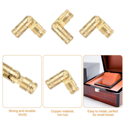 Invisible Brass Barrel Hinges 12 Pack Concealed 15x4mm for DIY keepsake boxes, cabinets, copper material, rust-resistant