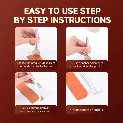 Step-by-step instructions for using 7 Piece Pro Grade Leather Craft Tools Arc Shaped Quarter Circle Punch Set with edge cutters