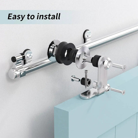 6Ft Top Mount Sliding Barn Door Hardware Kit With Stainless Steel Track And Rollers Heavy Duty Sturdy Barn Door Hardware Set For Single Door