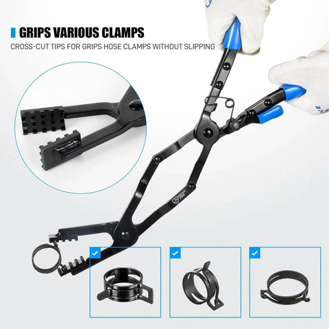 35 Degree Angled Long Hose Clamp Pliers With Locking Mechanism Extra Long Reach For Hard To Reach Hoses And Tight Engine Spaces