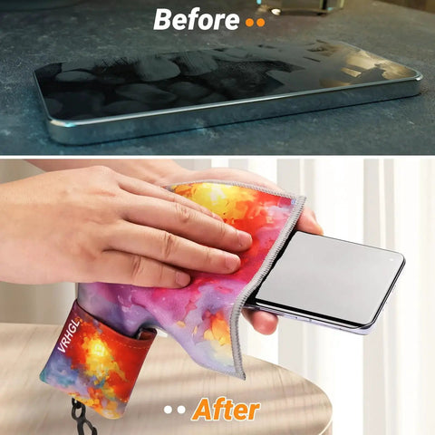 Two Sided Glasses Cleaning Polishing Cloths With Pouch Keychain 4 Pack 6 Inch used to clean phone screen