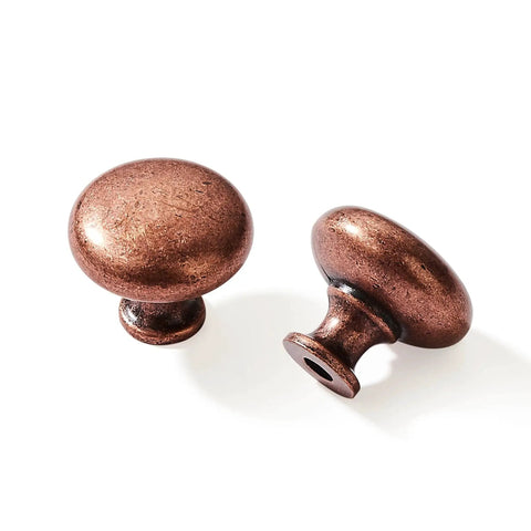 10 Pack Vintage Antique Copper Zinc Alloy Cabinet Knobs One And A Quarter Inch Diameter Single Hole Center Mount Hardware