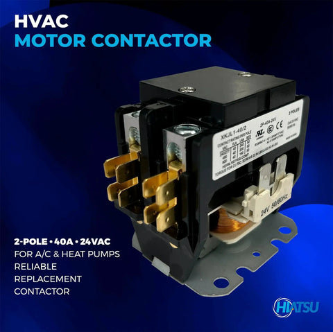 2 Pole 40 Amp 24V HVAC Contactor For AC Heat Pumps And Refrigeration Definite Purpose Relay Replacement With 24V Coil Plug In Durable DIY Friendly Heavy Duty AC System Part