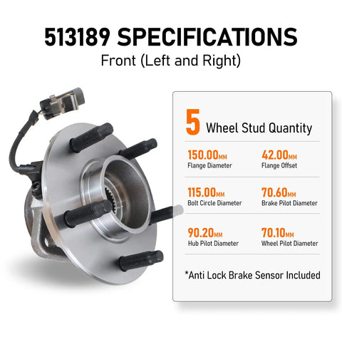 Front Wheel Bearing And Hub Assembly 5 Lug With ABS For 2005 2006 Chevy Equinox 2006 Pontiac Torrent And 2002 2007 Saturn Vue Aftermarket Replacement That Delivers Smooth Rides Easy Install And Reliable Longevity diagram and specifications
